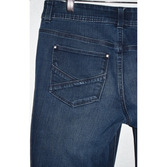 Chicos 00 Sz 2 So Slimming Zip Ankle Stretch Denim Blue Jeans 5-Pocket Straight - Picture 9 of 16